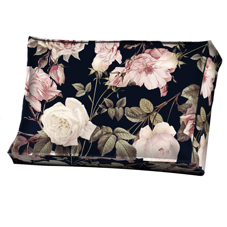 Poducha Poduszka ogrodowa na meble z europalet 60x40 czarna w róże