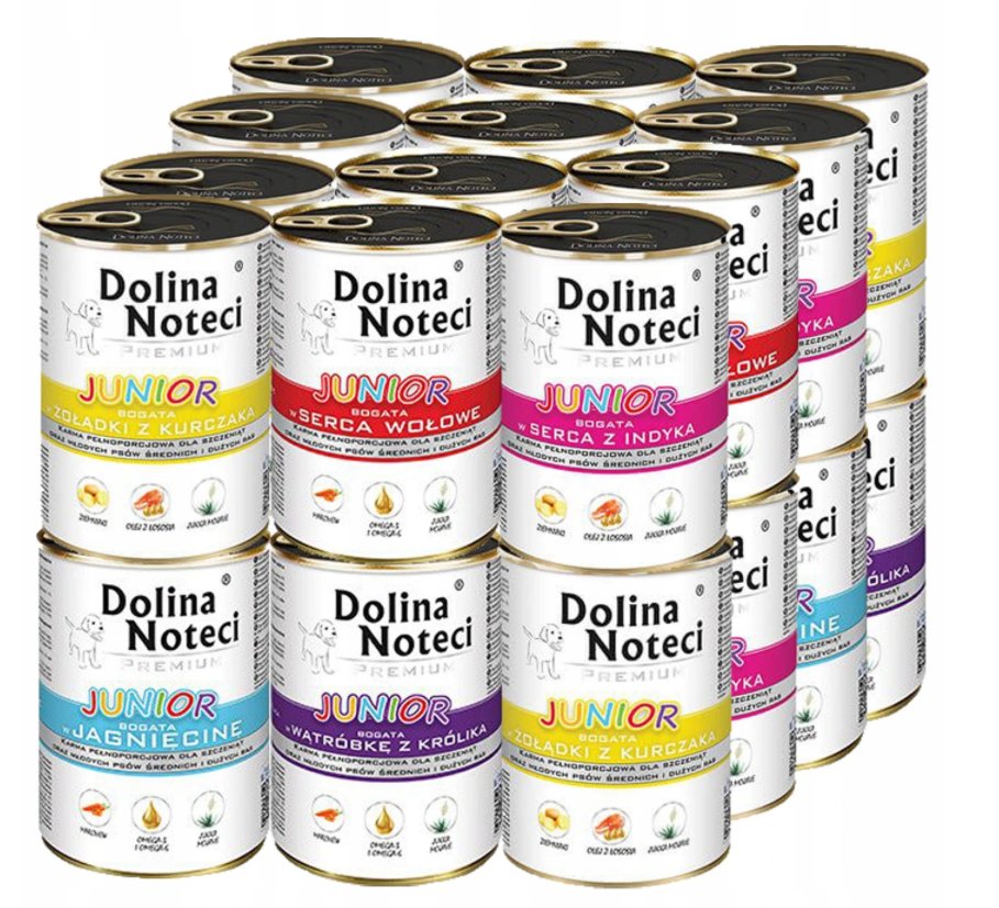 Dolina Noteci Premium Junior MIX SMAKÓW Zestaw 24 x 400g DARMOWA DOSTAWA od 95zł +DO 3% ZWROTU W PROGRAMIE LOJALNOŚCIOWYM DNP-JUN-400-24