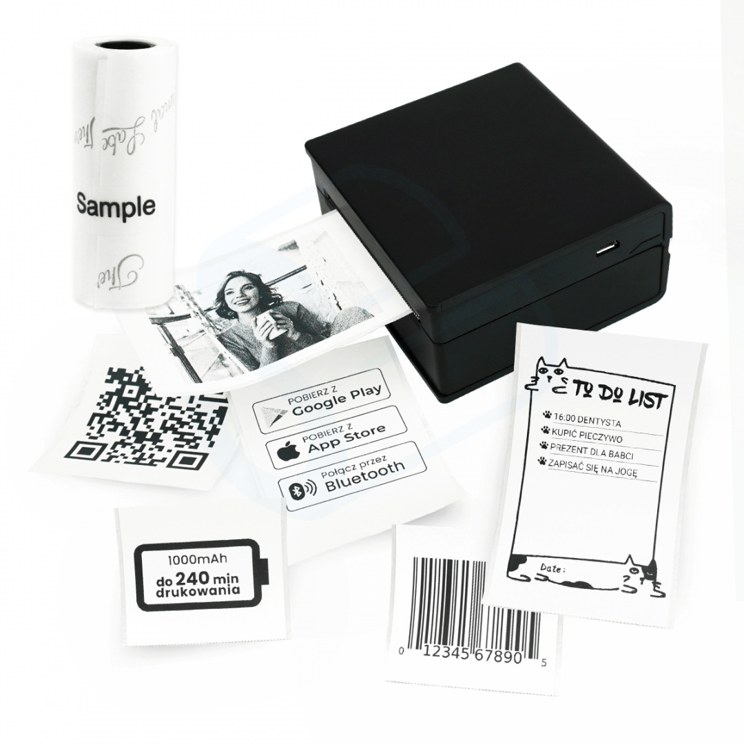 Mini drukarka etykiet Phomemo M02 czarna Bluetooth szer. do 50 mm 203 DPI | KUP z zamiennikami i oszczędzaj! - ZADZWOŃ 730 811 399 PROMOCJA!