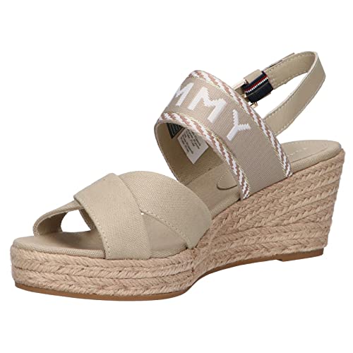 Tommy Hilfiger Damskie sezonowe parciane MID Wedge Espadryle sandałowe, drzewo sandałowe, 40 EU, Drzewo sandałowe, 42 EU