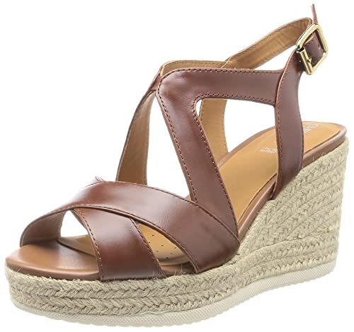 Geox Damskie sandały D Ponza Espadryle Wedge, brązowy, 40 EU