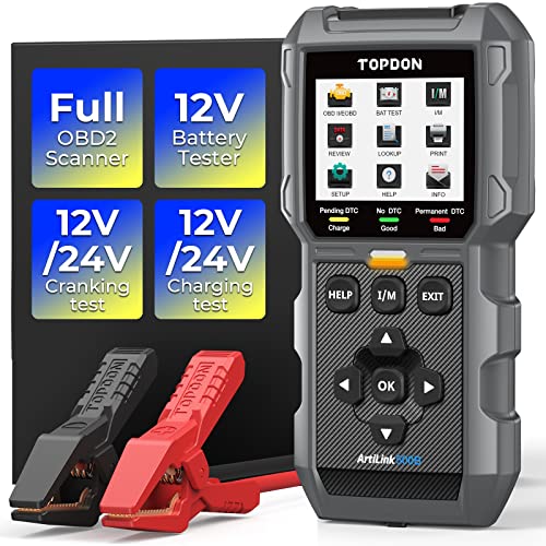 TOPDON AL500B skaner OBD2 i tester baterii, pełne funkcje OBDII do testów baterii 10 000 i testów korbowych 12 V / 24 V, mini USB do bezpłatnej aktualizacji oprogramowania, łatwe w użyciu