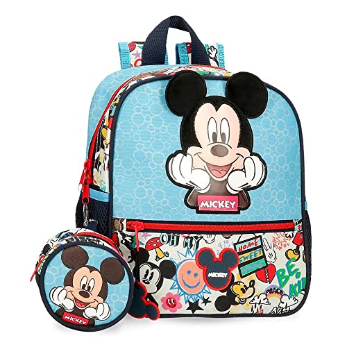 Disney Mickey Be Cool Bagaż, Torba kurierska Dzieci, niebieski, Mochila Guardería adaptable, Konfigurowalny plecak przedszkola