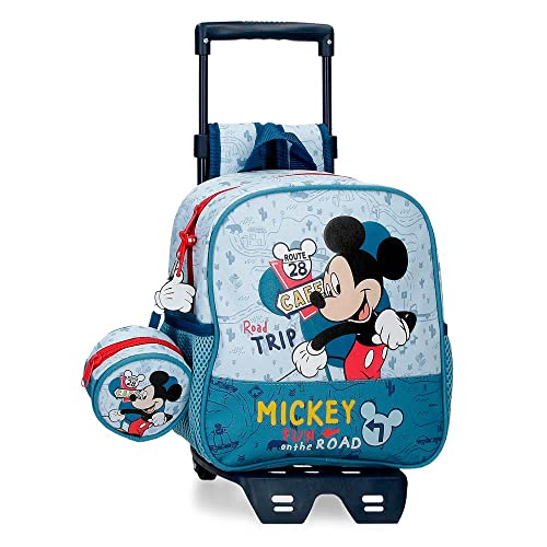 Disney Mickey Road Trip Plecak dziecięcy Adaptacyjny Niebieski 23x25x10 cms Poliester 5,75L, niebieski, Mochila Preescolar adaptable, Konfigurowalny plecak przedszkolny