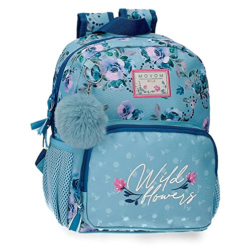 Movom Wild Flowers Plecak Niebieski 23x28x10 cms Poliester 6.44L, niebieski, Mochila pequeña, Mały plecak