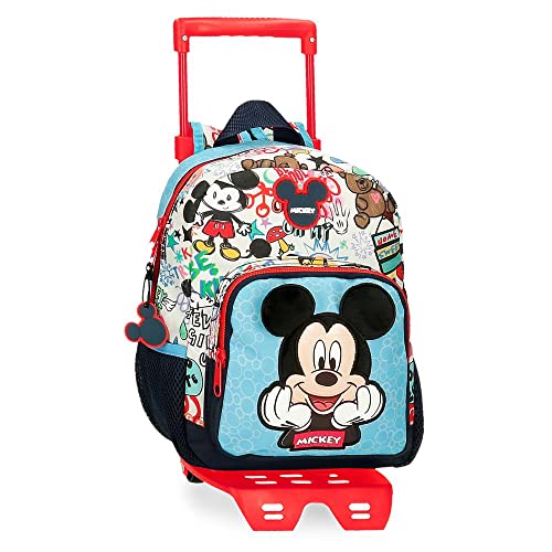 Disney Mickey Be Cool Bagaż, Torba kurierska Dzieci, niebieski, Mochila Preescolar con Carro, Plecak przedszkolny z wózkiem