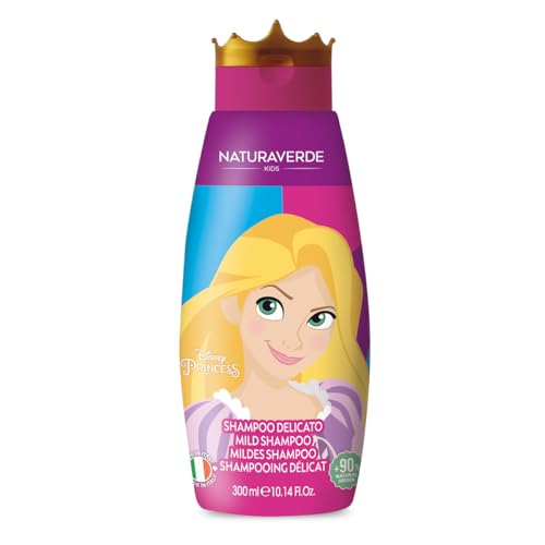 Naturaverde | Kids - Disney Princess - szampon dla dzieci Roszpunka, mydło do włosów, produkty higieniczne dla dzieci, z ekstraktem z miodu BIO, 300ml