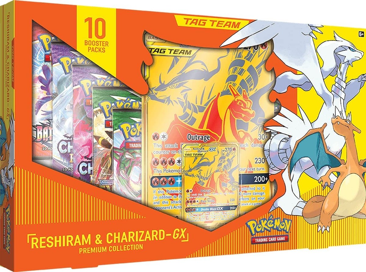 Karty kolekcjonerskie pokemon tcg: tag team reshiram & charizard gx premium collection