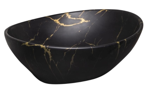 Umywalka Kerra nablatowa KR-707 marmurowa czarno-złota