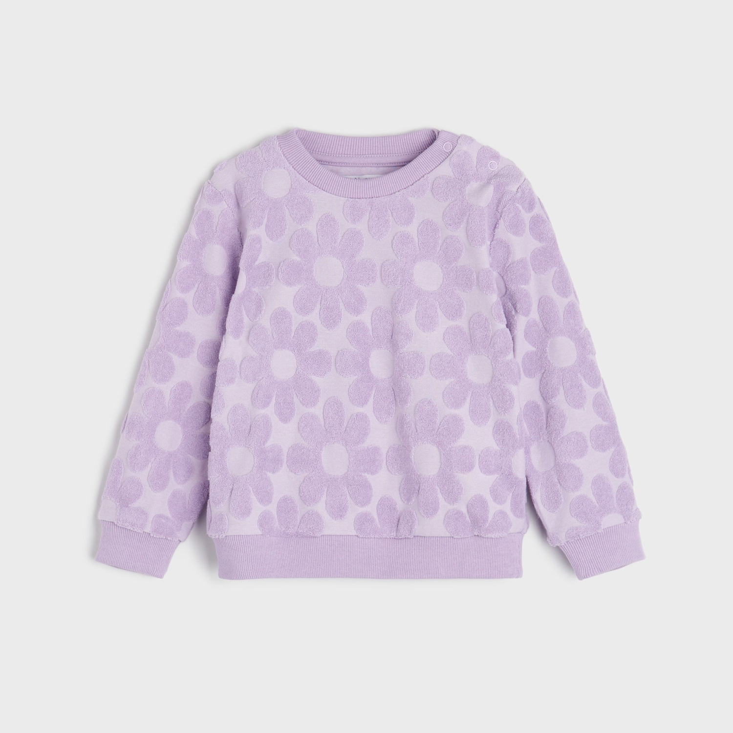 Swetry dla dziewczynek - Sinsay - Bluza w kwiaty - Fioletowy - grafika 1