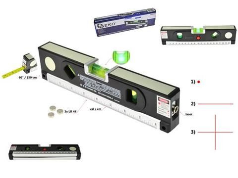 Poziomica Laserowa Krzyżowa Podświetlana Miara 1,5