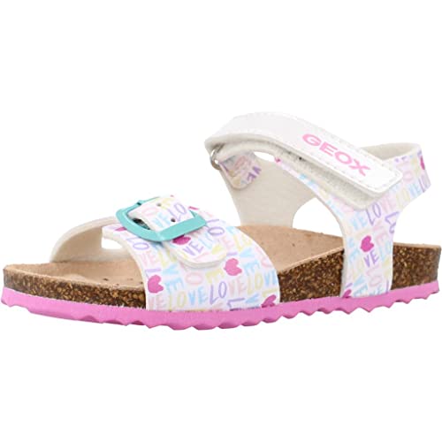Geox Sandały dla chłopców i dziewczynek B CHALKI Girl Sandal, białe/wielokolorowe, 25 EU, White Multicolor, 25 EU