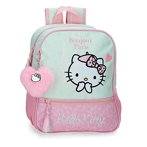 Hello Kitty Paris Plecak dziecięcy Dostosowany do wózka Różowy 23x28x10 cms Poliester 6.44L, Różowy, Mochila Preescolar Adaptable a Carro, Plecak przedszkolny dostosowany do wózka