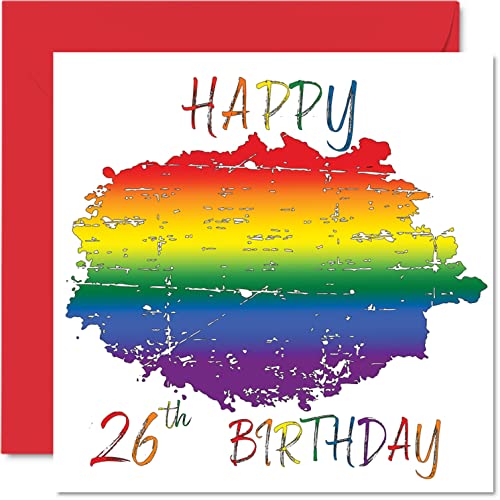 LGBT kartki na 26. urodziny dla partnera - Happy 26th Birthday - LGBT dwudziestej szóstej kartka urodzinowa dla partnera od dziewczyny chłopaka, 145 mm x 145 mm Gay Pride LGBT prezenty okolicznościowe