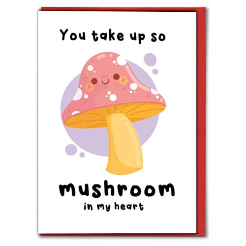 Zabawna kartka rocznicowa lub walentynkowa 'you take up so mushroom in my heart' V301