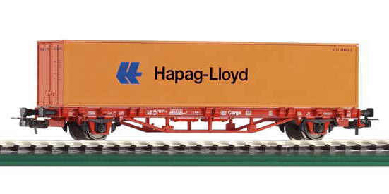 Piko H0 Wagon płaski Hapag Lloyd dla DB Cargo H0 57700 rozstaw osi 157 mm skala H0