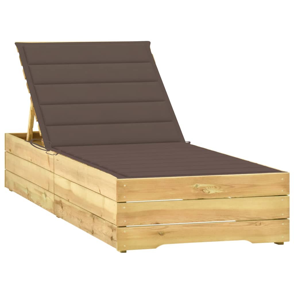 vidaXL Leżak z poduszką w kolorze taupe, impregnowane drewno sosnowe! 3065917
