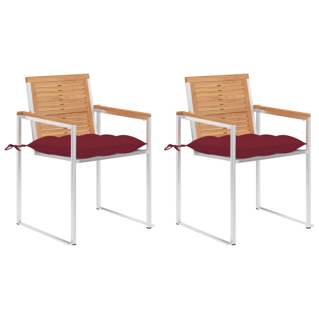 vidaXL Krzesła ogrodowe z poduszkami 2 szt. drewno tekowe i stal 3061539