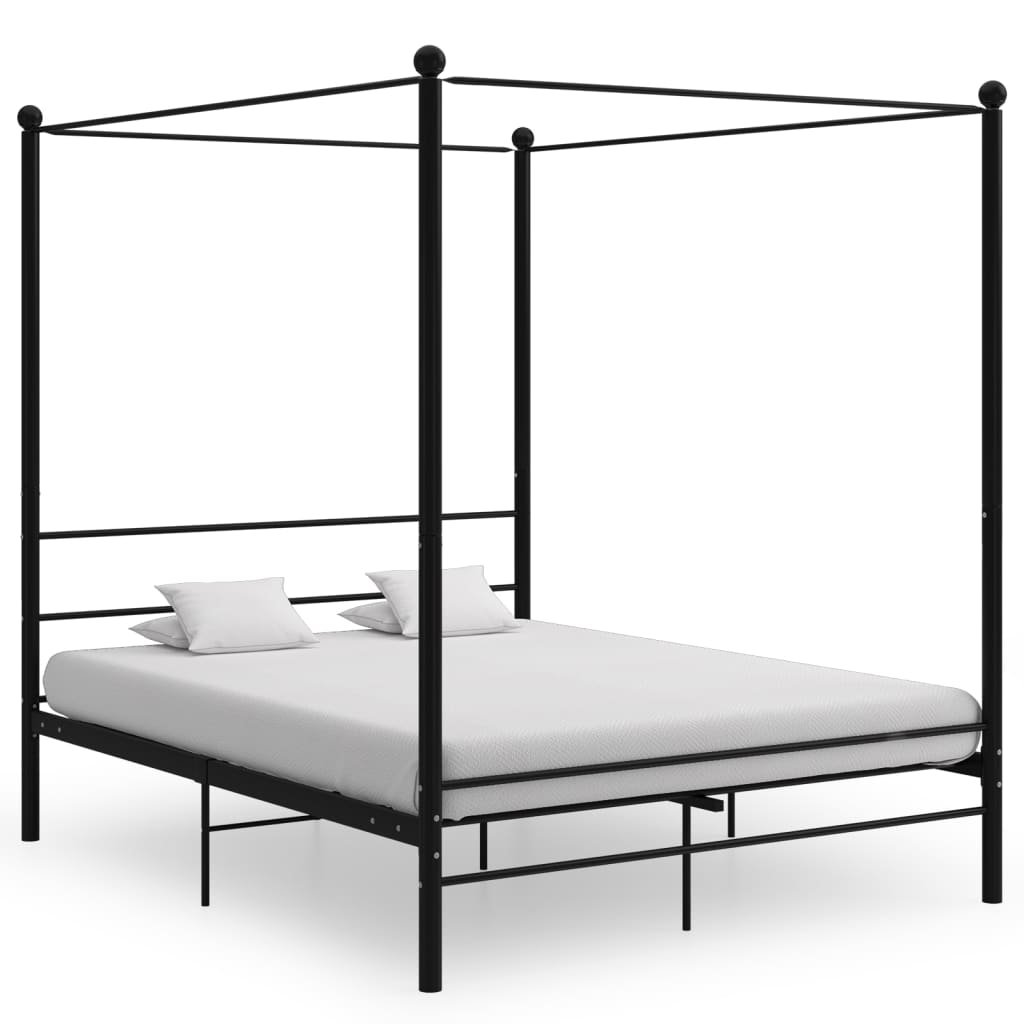 vidaXL Lumarko Rama łóżka z baldachimem, czarna, metalowa, 160 x 200 cm 325063