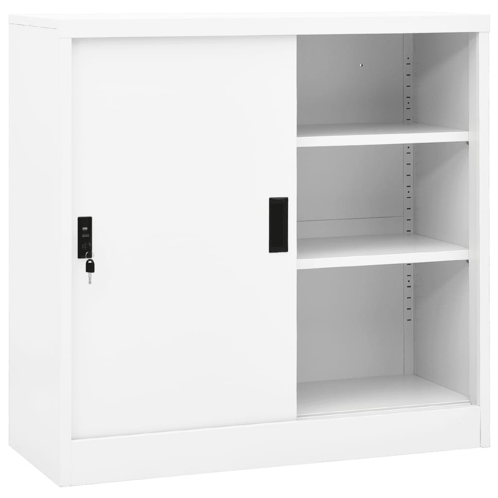 shumee Szafka biurowa z przesuwnymi drzwiami biała 90x40x90 cm