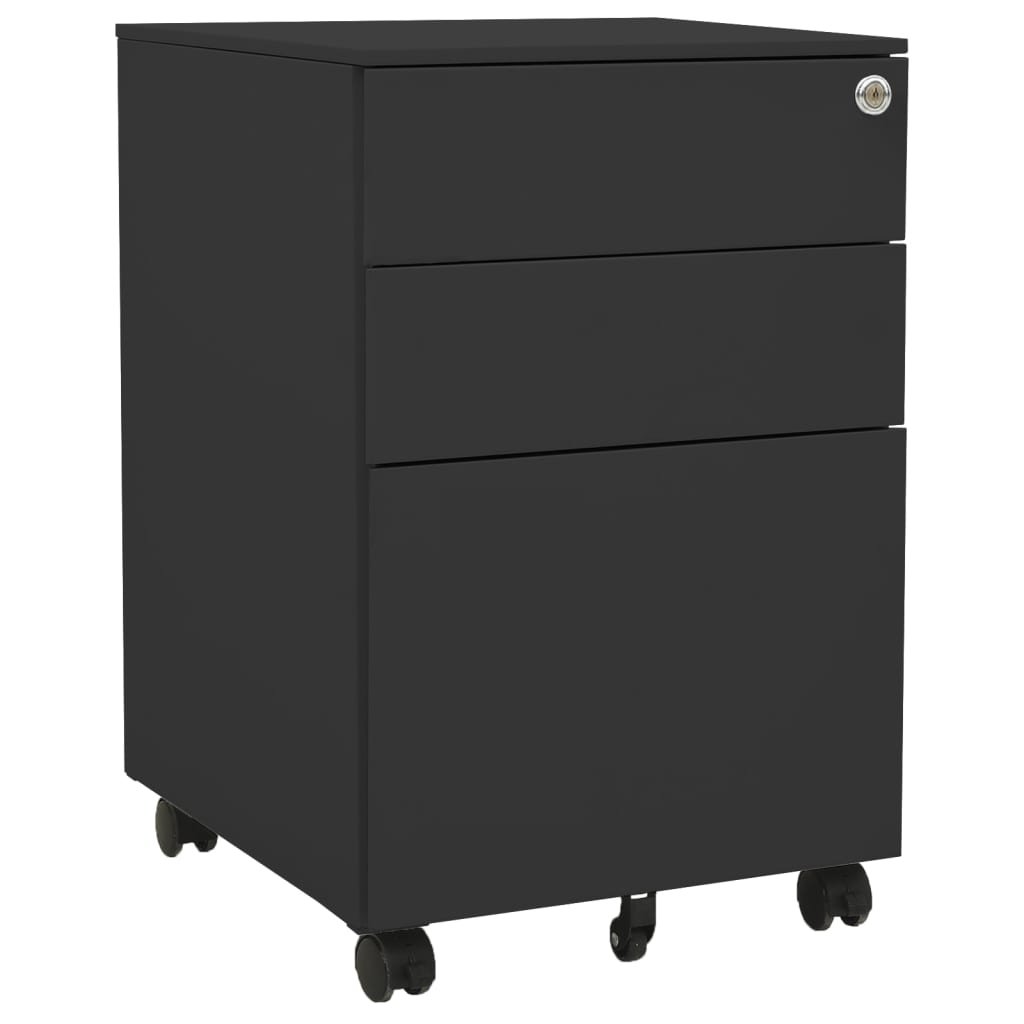 shumee Mobilna szafka kartotekowa antracytowa 39x45x60 cm stalowa