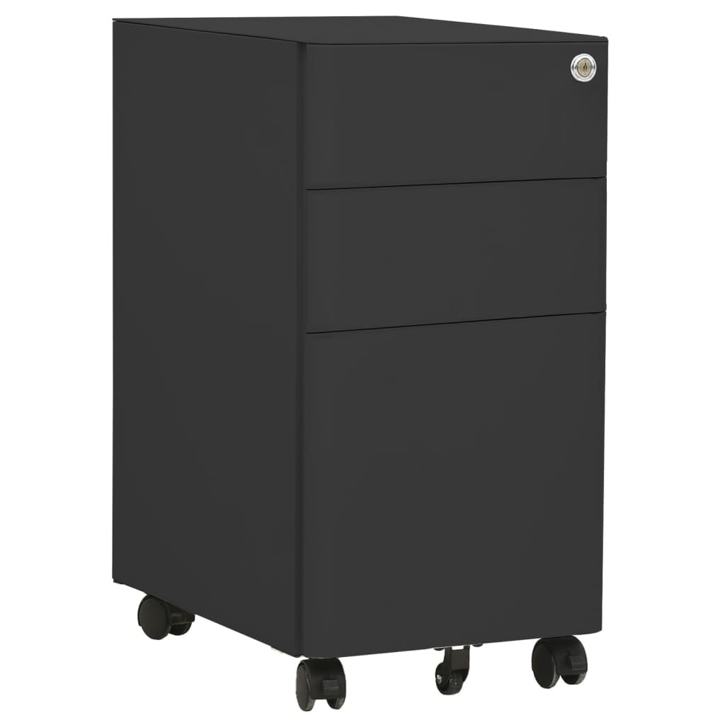 shumee Mobilna szafka kartotekowa antracytowa 30x45x59 cm stalowa