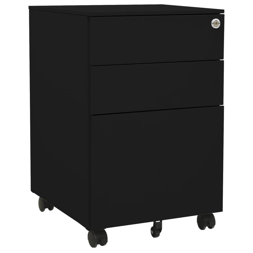 shumee Mobilna szafka kartotekowa czarna 39x45x60 cm stalowa