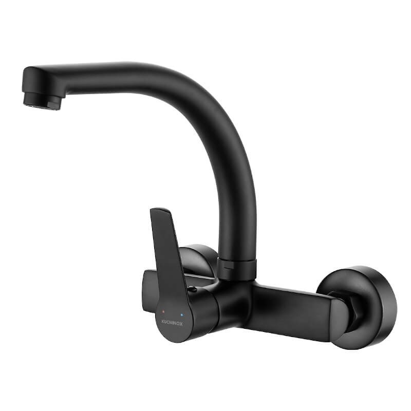 Kuchniox BATERIA ZLEWOZMYWAKOWA ŚCIENNA Z WYLEWKĄ ,CZARNA BKW 787D