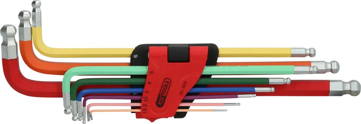 KS TOOLS Zestaw kluczy k?towych do ?rub imbusowych z okr?g?ym ?bem,