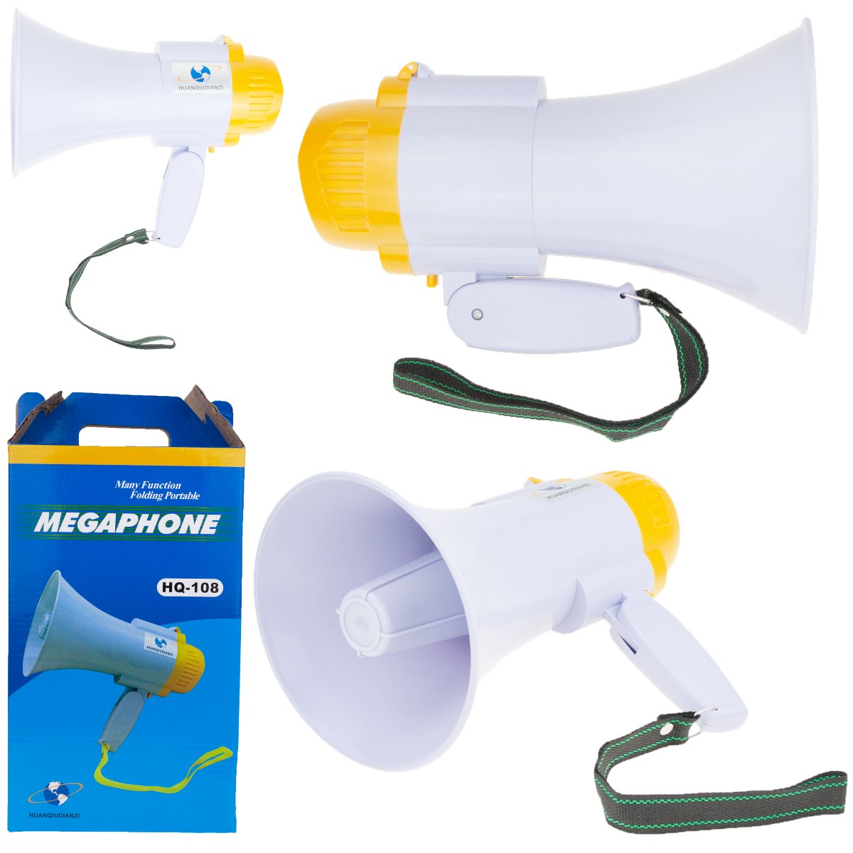 Megafon z wbudowaną syreną NAGRYWANIE protest Mocn