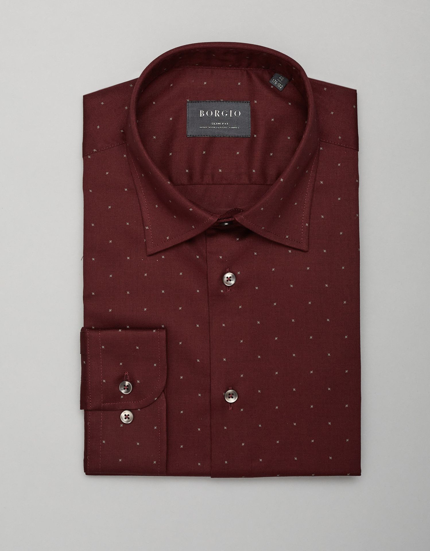 koszula calimera 00398 długi rękaw bordo slim fit