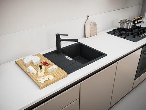 Franke Centro CNG 611-78 GSC Zlewozmywak granitowy jednokomorowy 78x50 cm czarny mat 114.0687.318