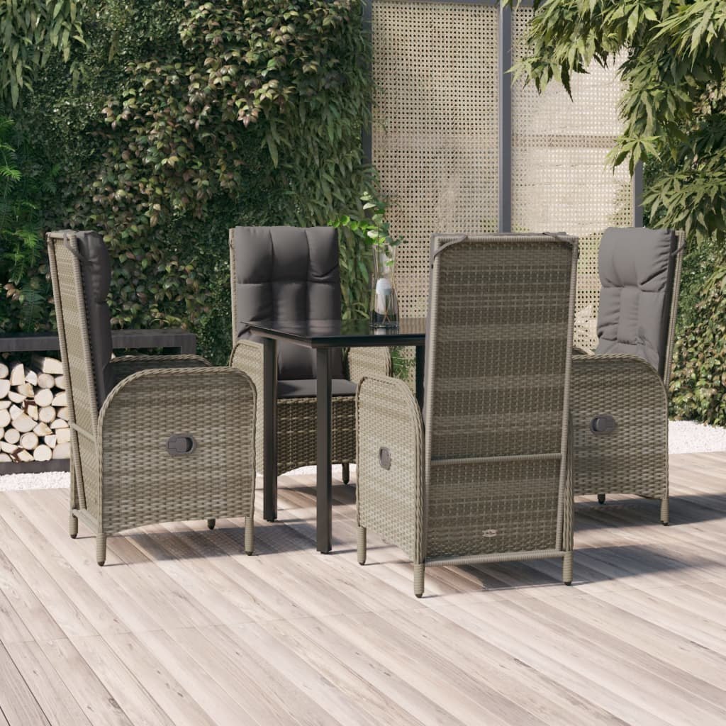 5-cz. zestaw wypoczynkowy do ogrodu, poduszki, czarno-szary