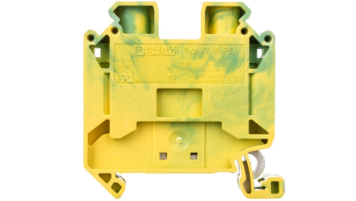 Phoenix Contact Zacisk przewodu ochronnego UT 16-PE UT 16-PE Phoenix Contact 3044212 zielono-żółty Zawartość 50 szt UT 16-PE