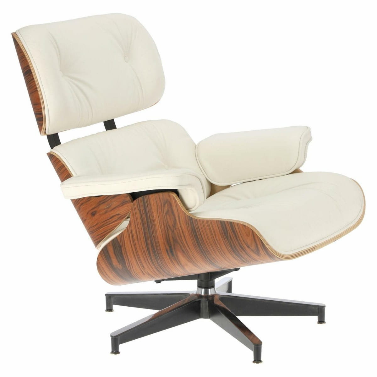 D2.Design Fotel Vip z podnóżkiem biały/rosewood/ srebrna baza 217842