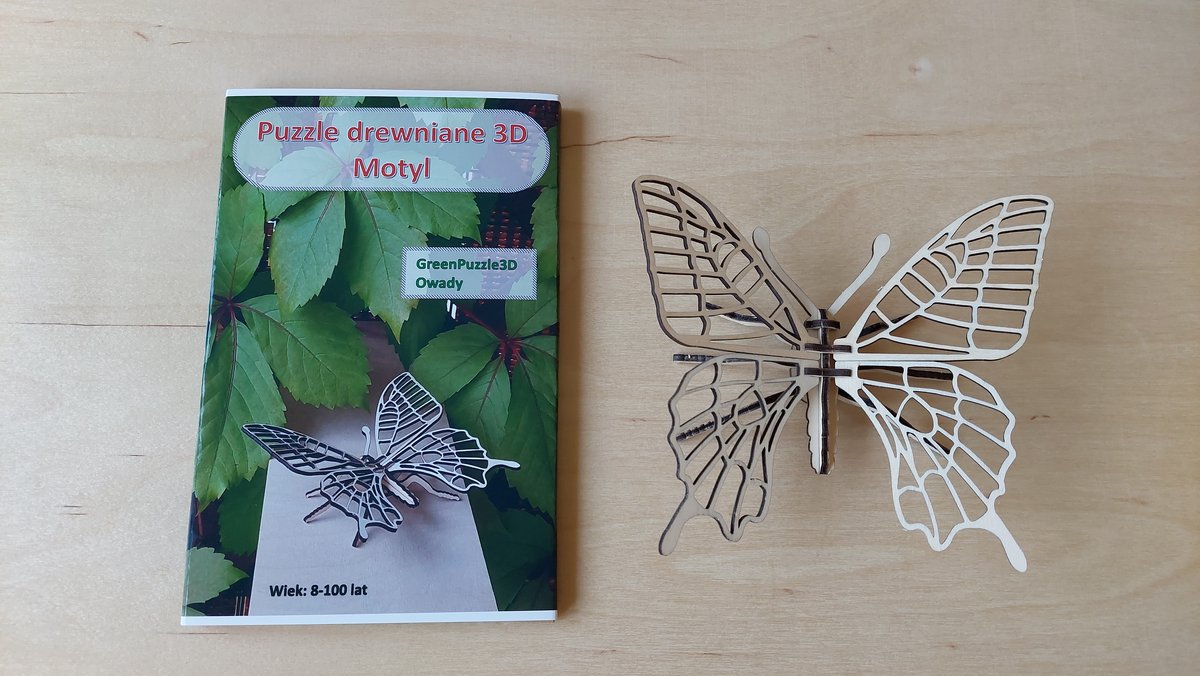 Puzzle Drewniane 3D - Motyl / GreenPuzzle3D