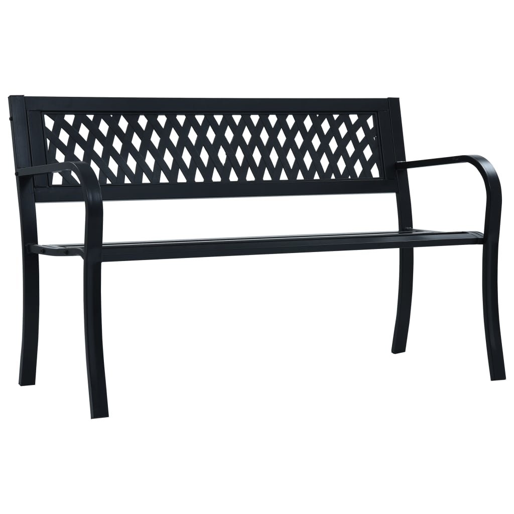 vidaXL Ławka ogrodowa, czarna, 120 cm, stalowa