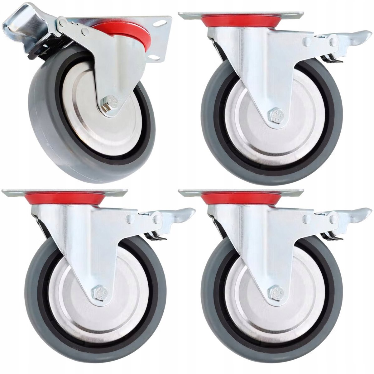 4X Koło Koła Obrotowe Z Hamulcem 150Mm Zestaw Kół