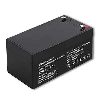 Qoltec Akumulator AGM 12V 3.3Ah max.49.5A 53065