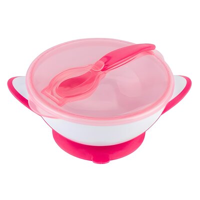 BabyOno 1063/03 MISECZKA Z PRZYSSAWKĄ I ŁYŻECZKĄ RÓŻOWO-BIAŁA BabyOno 65555-uniw