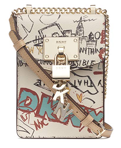 DKNY Damski crossbody Elissa N/S Phone Cr, jeden rozmiar, Białe Graffiti, Rozmiar Uniwersalny