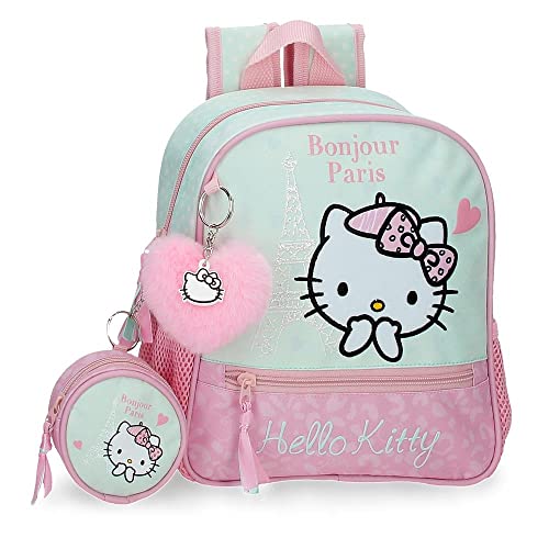 Hello Kitty Paris Plecak dziecięcy Dostosowany do wózka Różowy 23x25x10 cms Poliester 5,75L, Różowy, Mochila Preescolar Adaptable a Carro, Plecak przedszkolny dostosowany do wózka