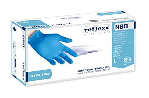 Reflexx N80B200, rękawice nitrylowe, bezpyłowe, gr. 3,0 (L)