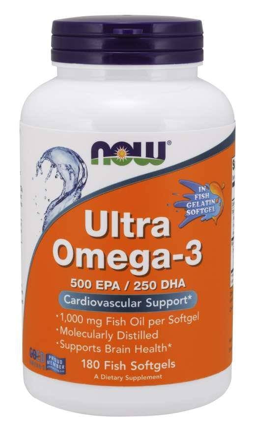 Now Foods FOODS FOODS Ultra Omega-3 500 EPA 250 DHA (Kwasy OMEGA-3, EPA, DHA) 180 Kapsułek żelowych rybich