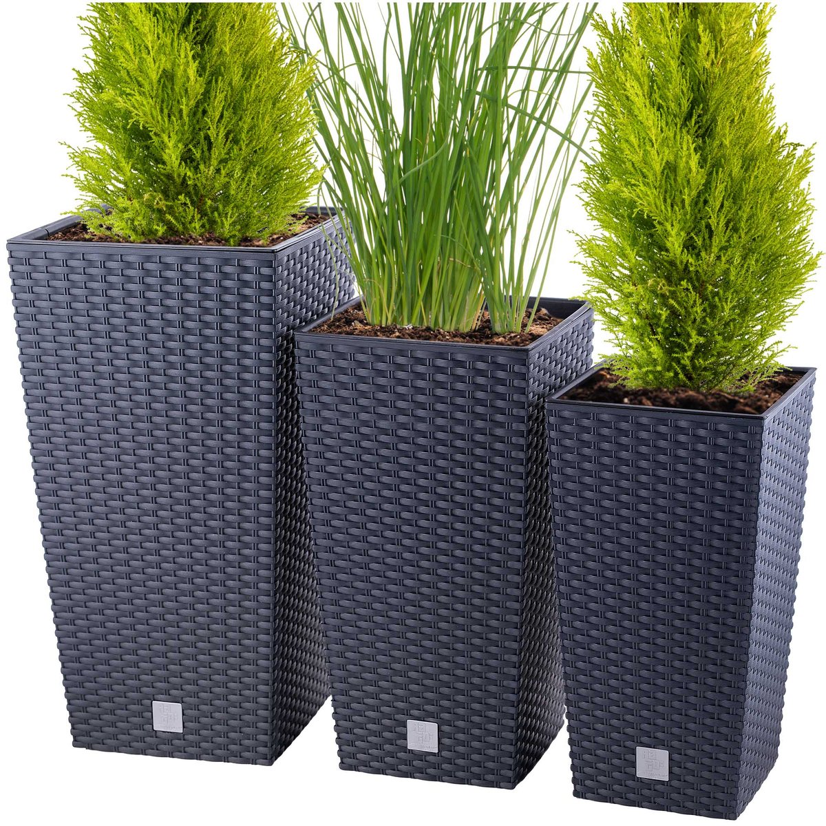 3x Doniczka rattan zestaw na taras + wkład