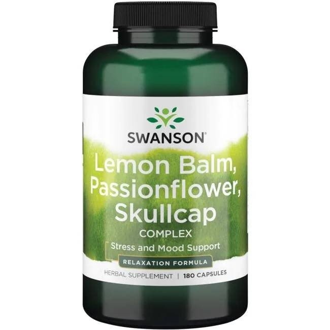 Фото - Вітаміни й мінерали Swanson Lemon Balm, Passionflower & Skullcap complex  (180 kaps.)