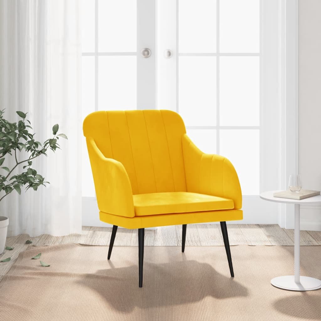 Fotel, żółty, 63x76x80 cm, obity aksamitem Lumarko