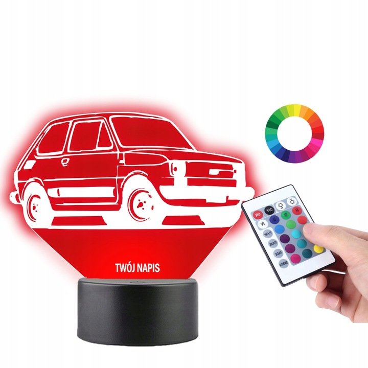 Lampka Nocna Maluch Fiat 126P 16 Kol. Led Plexido