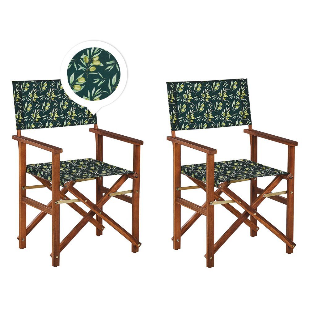 Фото - Садові меблі Zestaw 2 krzeseł ogrodowych i 2 wymiennych tkanin ciemne drewno akacjowe z
