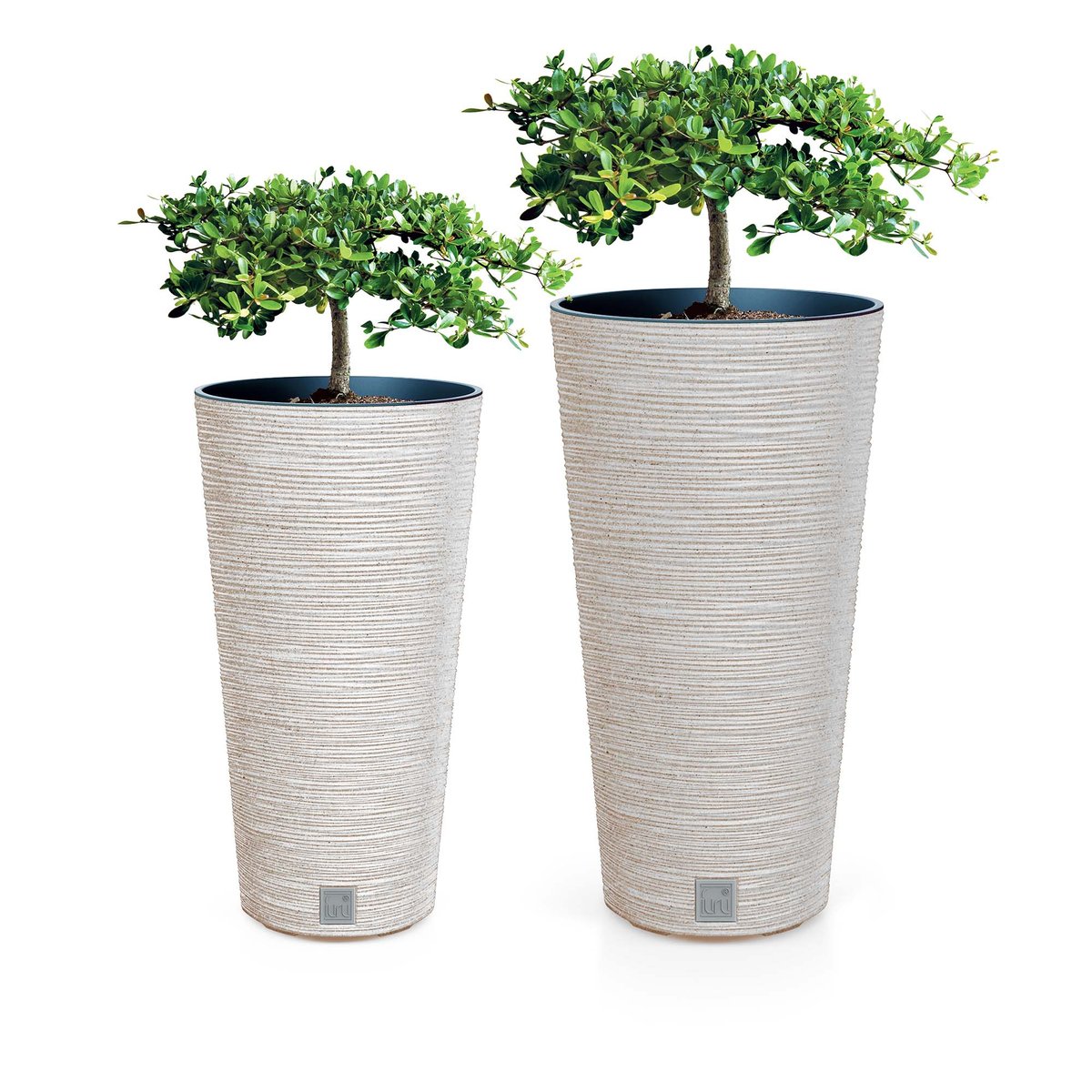 Zestaw 2X Doniczka Donica Ogrodowa Do Domu Na Taras Furu Slim Eco Wood Wysoka 48 Cm/57,5 Cm - Biały Eco